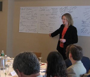 Heather Gerken leads a working group meeting in 2007.