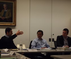 Tino and other scholar authors of the Preventing Capture volume meet to review their chapters.